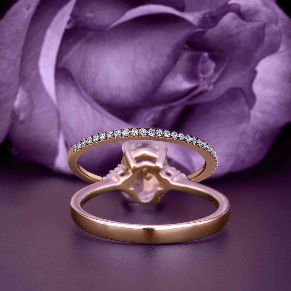 2.00 Carat Oval Cut Diamond Moissanite Engagement Ring in Silver With 18k Rose Gold Plating X446