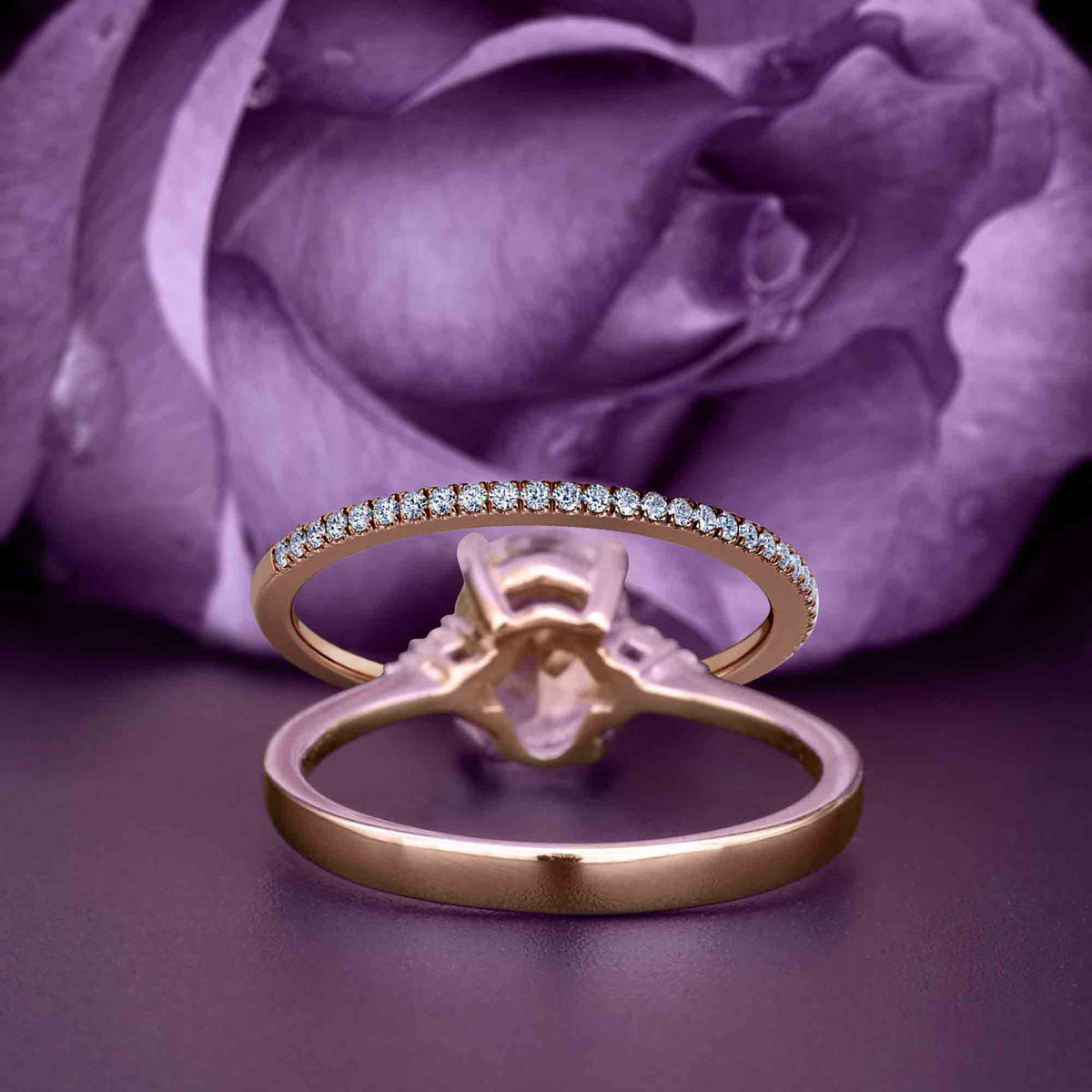 2.00 Carat Oval Cut Diamond Moissanite Engagement Ring in Silver With 18k Rose Gold Plating X446