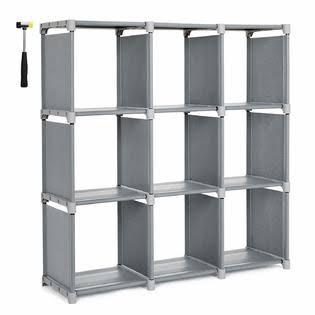 9 Cube Gray Storage Shelves Bookshelf Organizer Rack Cabinet P57089