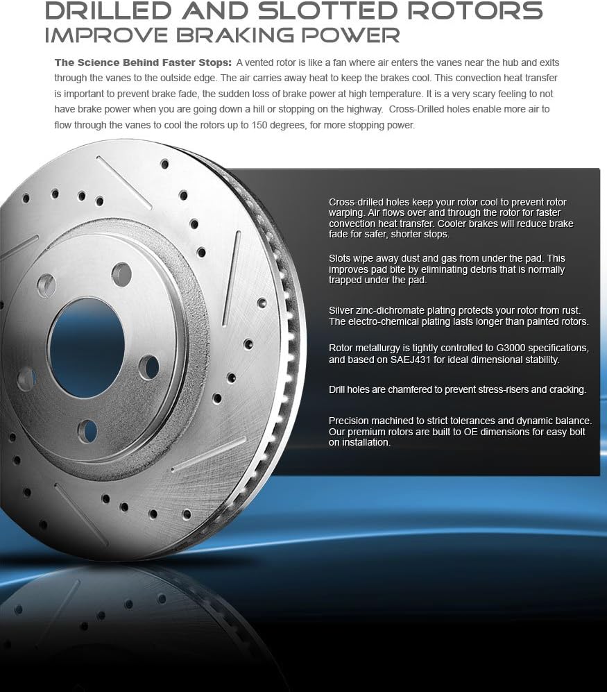 FRONT 287mm 6 Lug Rotors with Metallic Brake Pads and Clips I10309