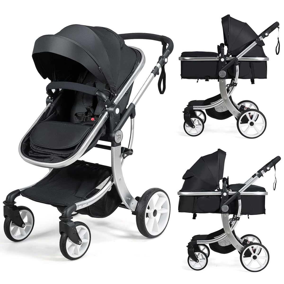 2-in-1 Reversible Bassinet Reclining Baby Stroller with Canopy R99593