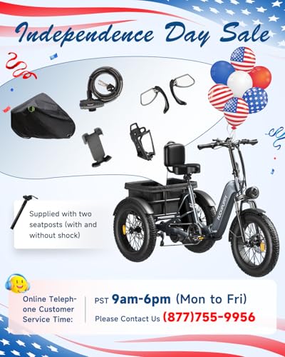 Electric Trike with 750W Motor, 48V 18AH Battery, 20" Fat Tire, Large Basket X123348
