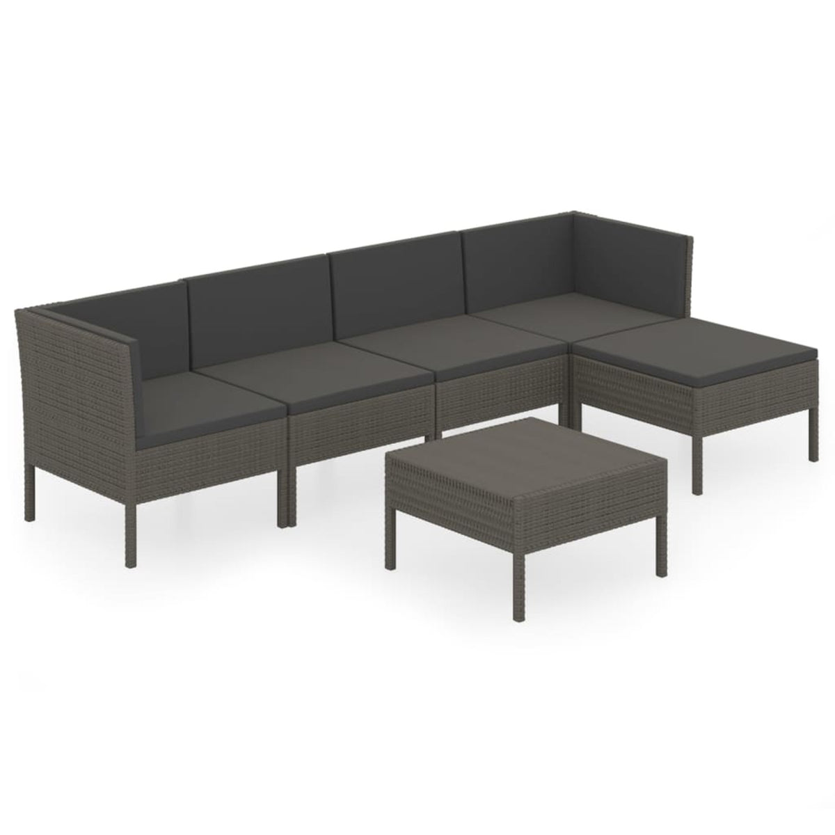 6 Piece Gray Poly Rattan Outdoor Sectional Sofa Set with Coffee Table G8370