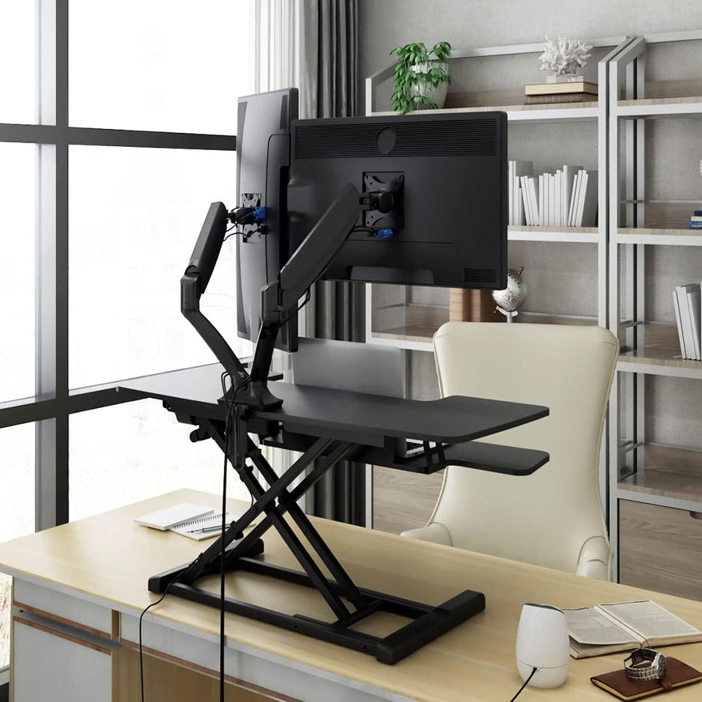 Electric Standing Desk Converter with Quick Release Keyboard Tray O33864