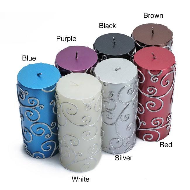 Purple Scroll Pillar Candle 12Pcs Z10921