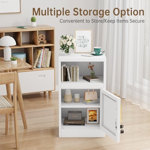 Black Metal NightStand Storage Cabinet with 1 Doors N76783