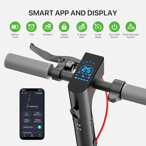 Electric Scooter, 350W, 10in Pneumatic Tires, 10.2AH Battery, 19 Miles Range, 15.5 mph Speed, UL2272 V189