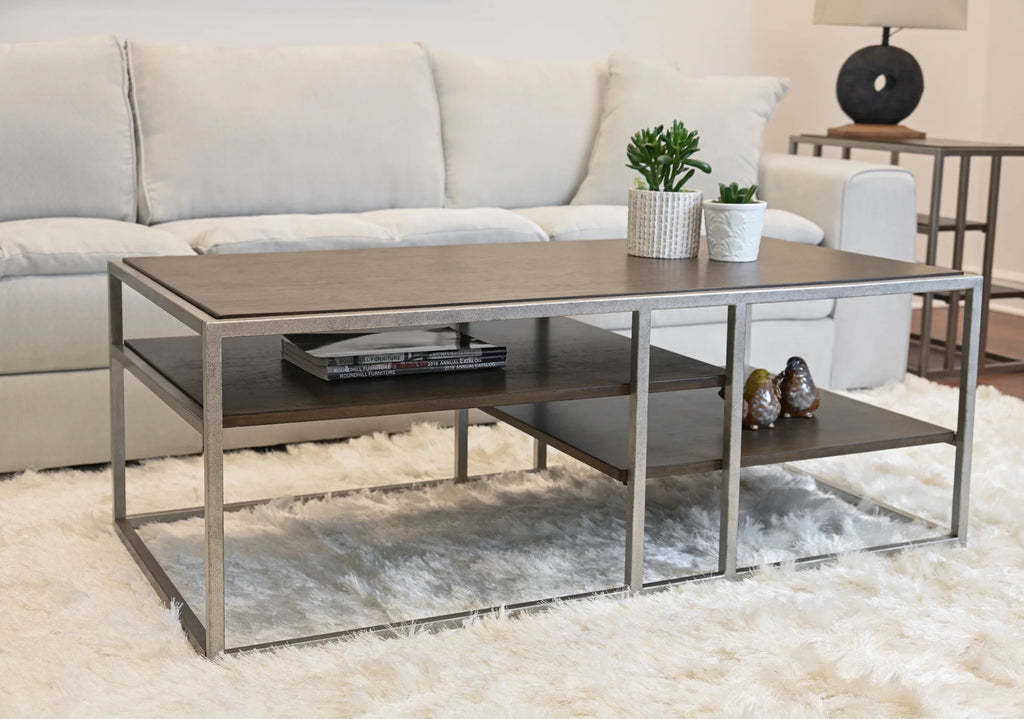 Wood Metal Coffee Table with Shelf A567631