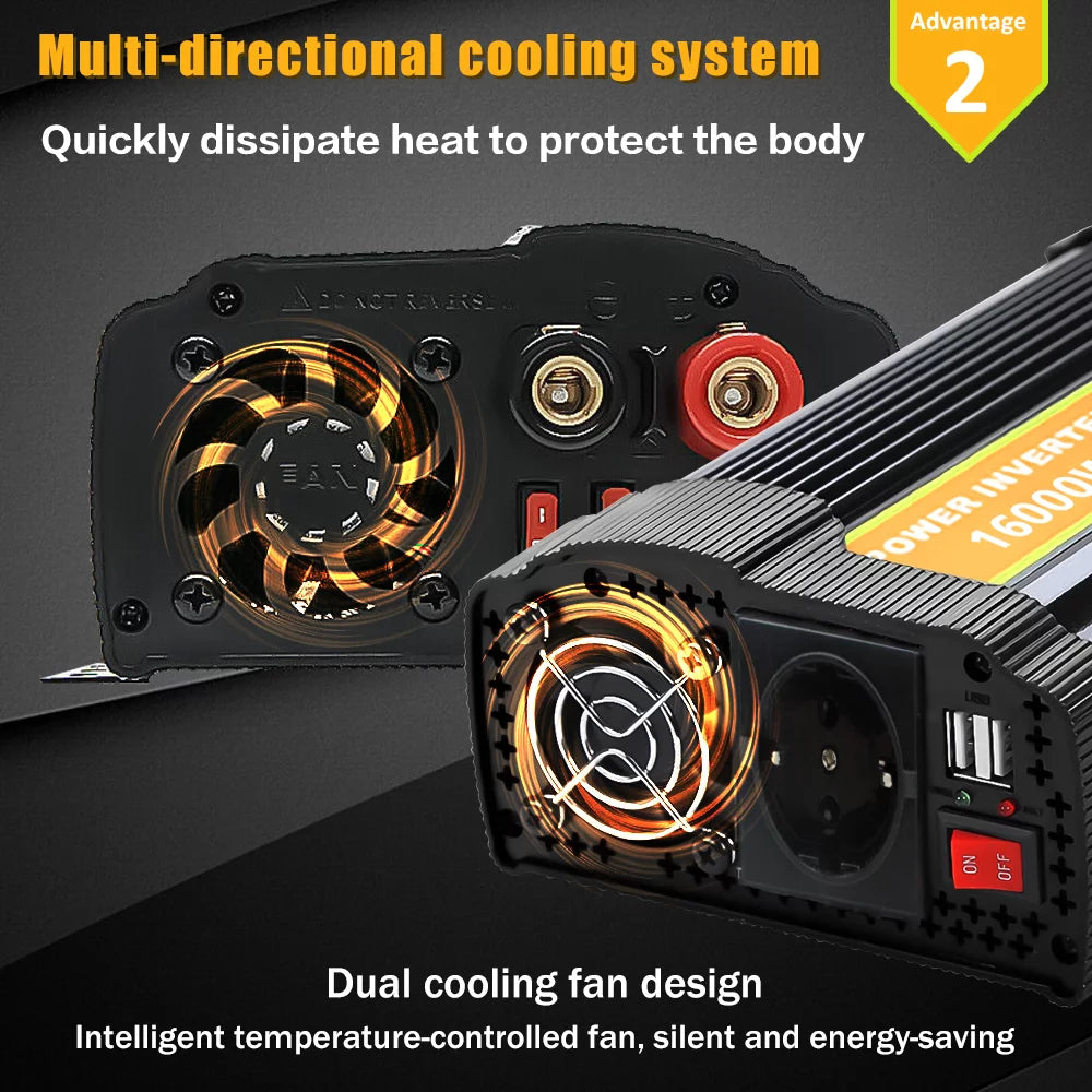 16000 Watts Power Inverter Converter DC 12V to AC 110V F4582