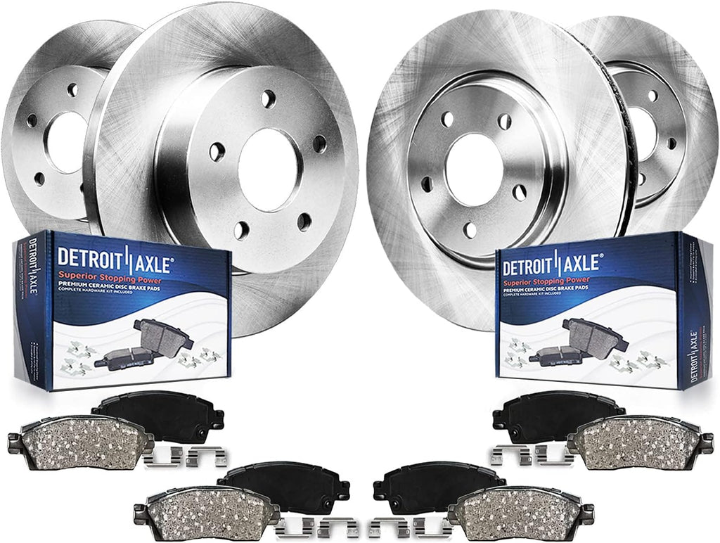 Front & Rear Brake Rotors + Ceramic Brake Pads with Hardware 8pc Set I646