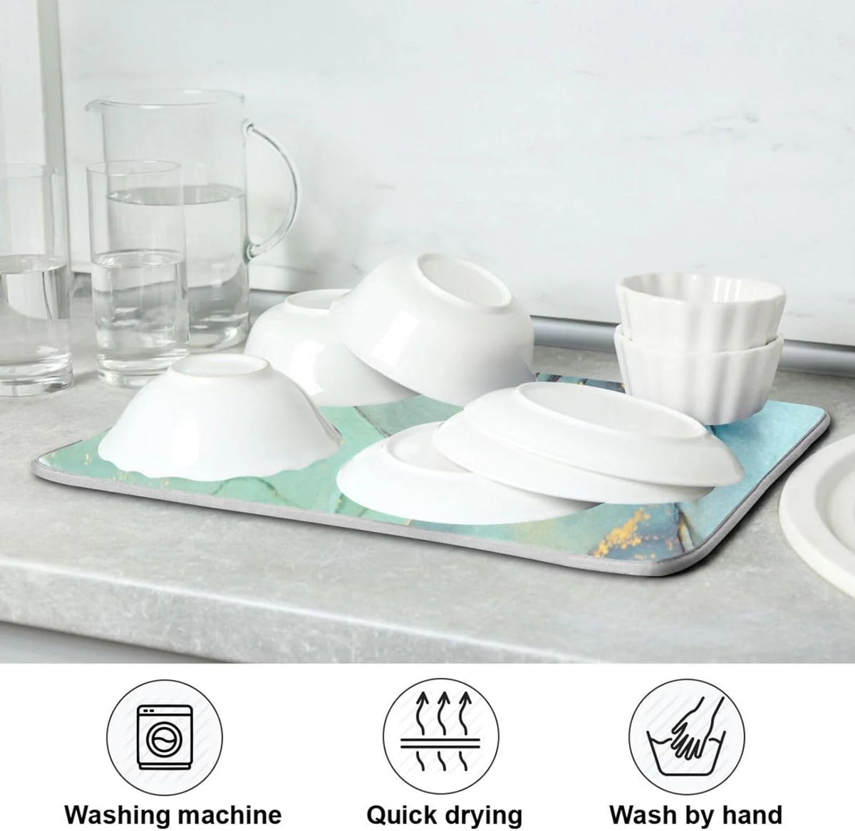 Abstract Marble Dish Drying Mat, 18x24Inch J2508