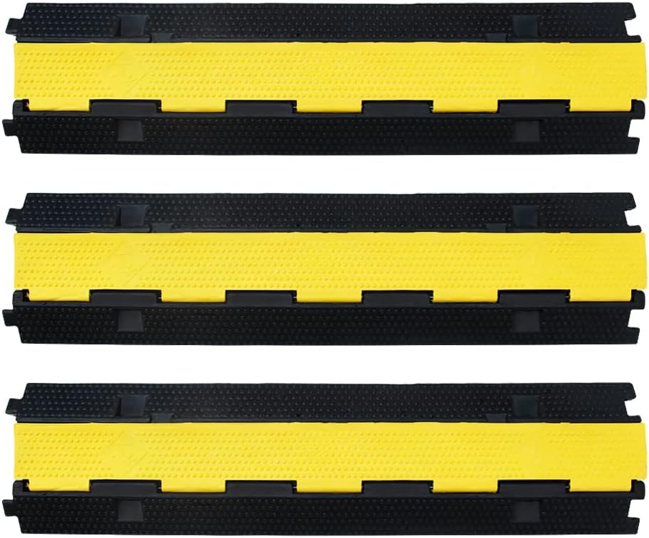 3Pack 39inch Traffic Speed Bumps Cable Protector, 11000lbs per Axle Capacity Rubber Pack of 2 J846