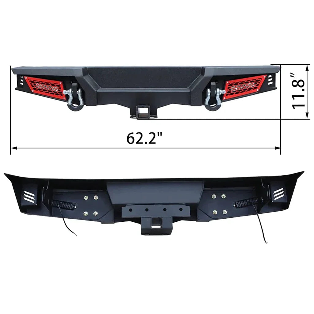 Front & Rear Bumper Combos with Winch Plate LED Work Lights Q376