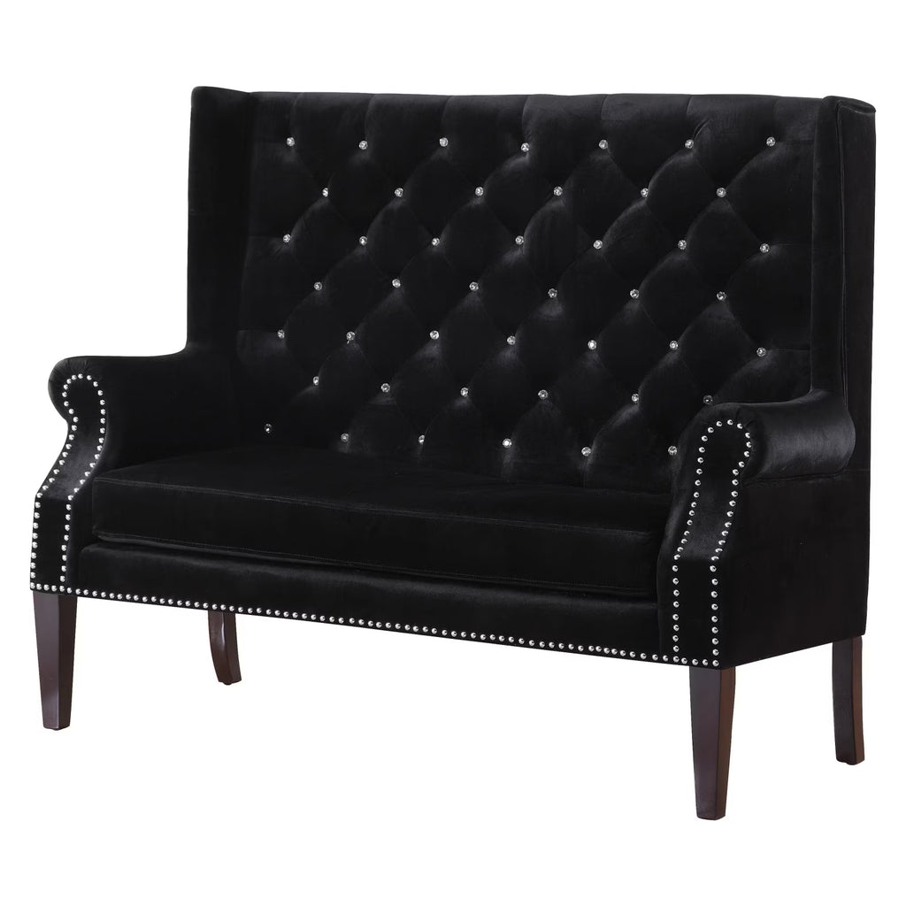 Black Tufted Back Settee R802