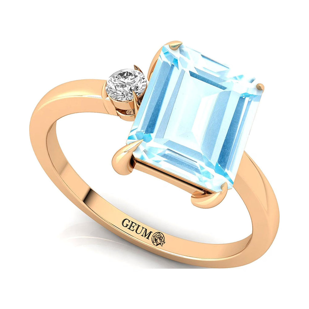 Aquamarine Diamond 14k Solid Gold Ring W23520