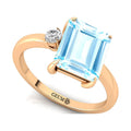 Aquamarine Diamond 14k Solid Gold Ring W23520