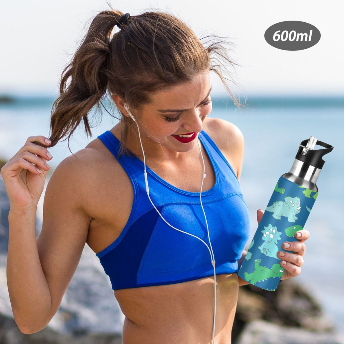 20 OZ Stainless Steel Vacuum Insulated Water Bottle with Straw Lid D42921