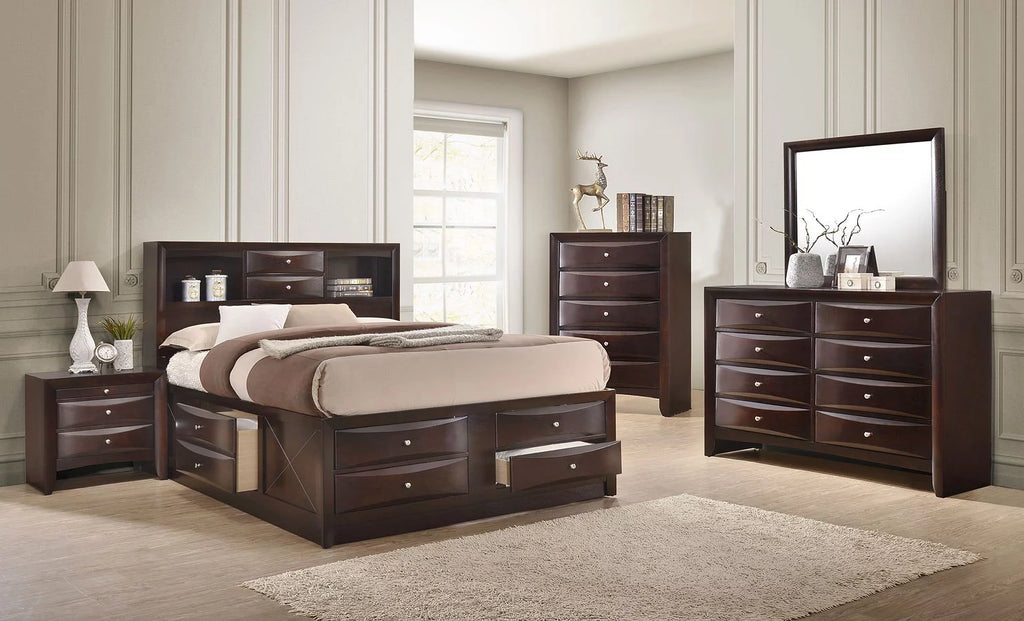 Queen Size 4pc Captains Bed Set Storage Drawers Solid Wood G49741