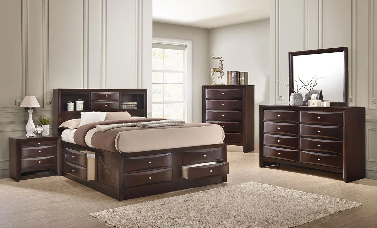 Queen Size 4pc Captains Bed Set Storage Drawers Solid Wood G49741