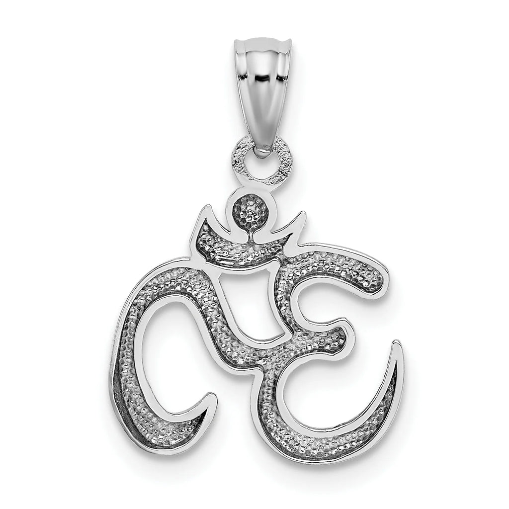 14K White Gold Om Symbol Pendant With 14K Yellow Gold Rope Chain 16" X25313