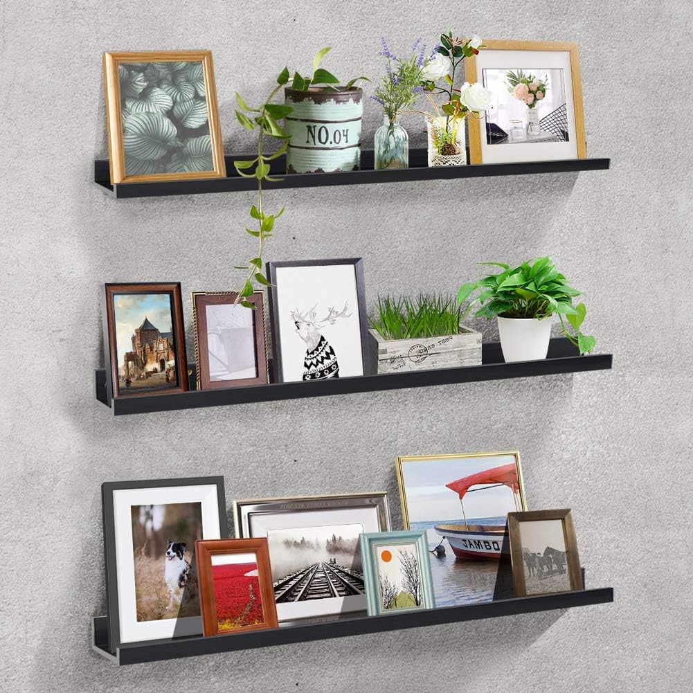 47 Inch Black Floating Shelf Set of 3 J3824