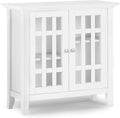 White Solid Wood Media Cabinet with 2 Tempered Glass Doors and 2 Adjustable Shelves G687794
