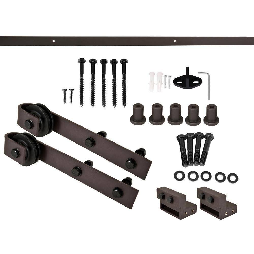 Stained Z Bar Double Barn Door with Hardware Kit B3618