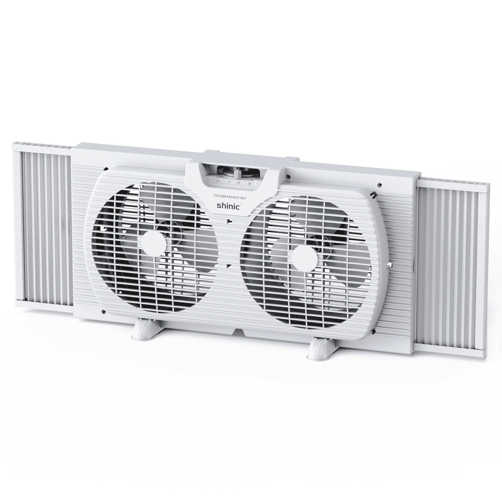 9 3-Speed Twin Window Fan with Bug Screen, White Q232