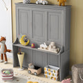 Gray Queen Size Murphy Bed with Shelf T7115