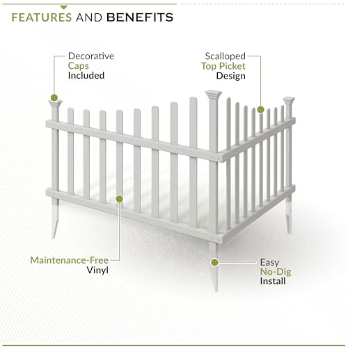 30in H x 40in W (2 Panels) White Vinyl Picket Fence A784075