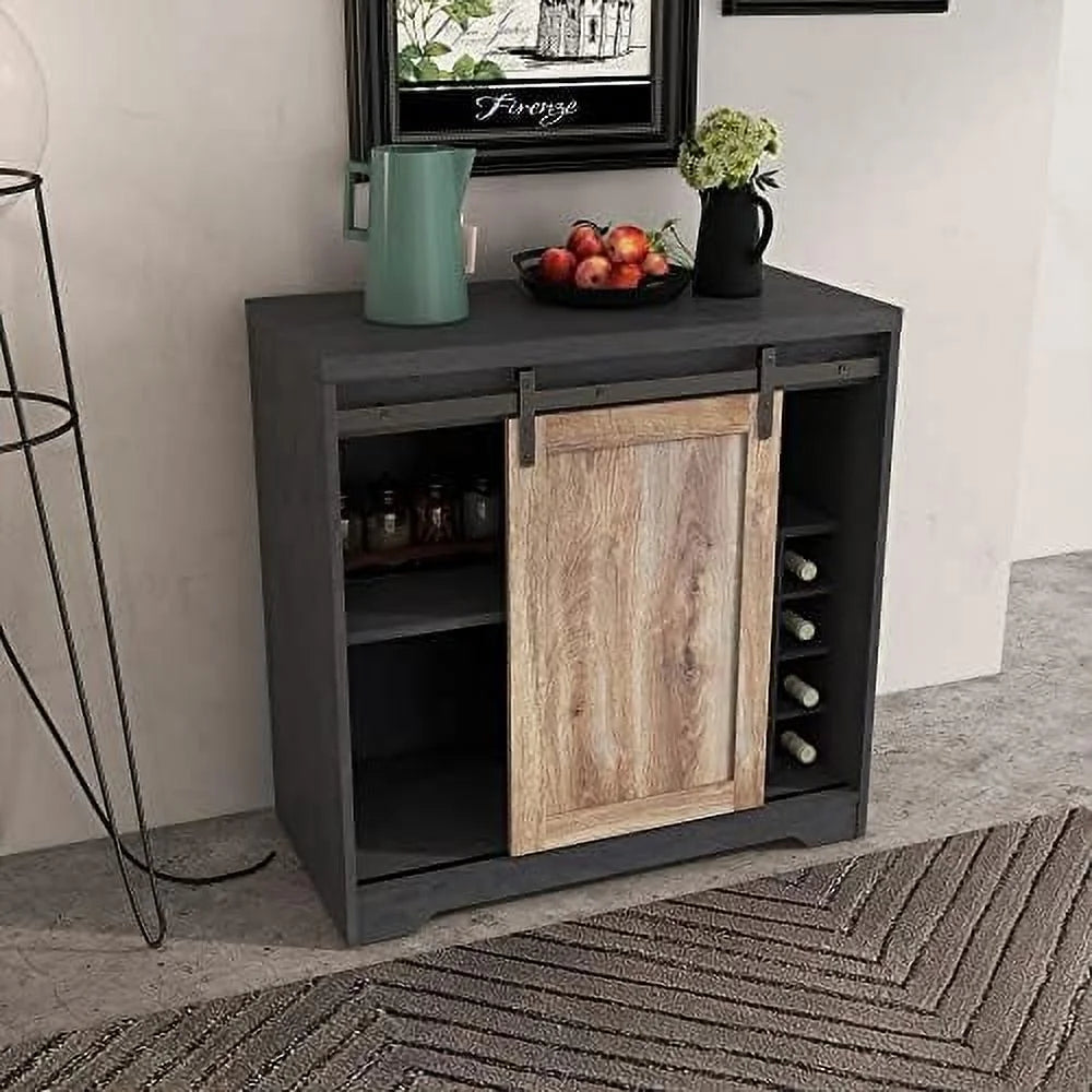 Farmhouse Kitchen Hutch Cabinet with Double Barn Door and Shelves G43499