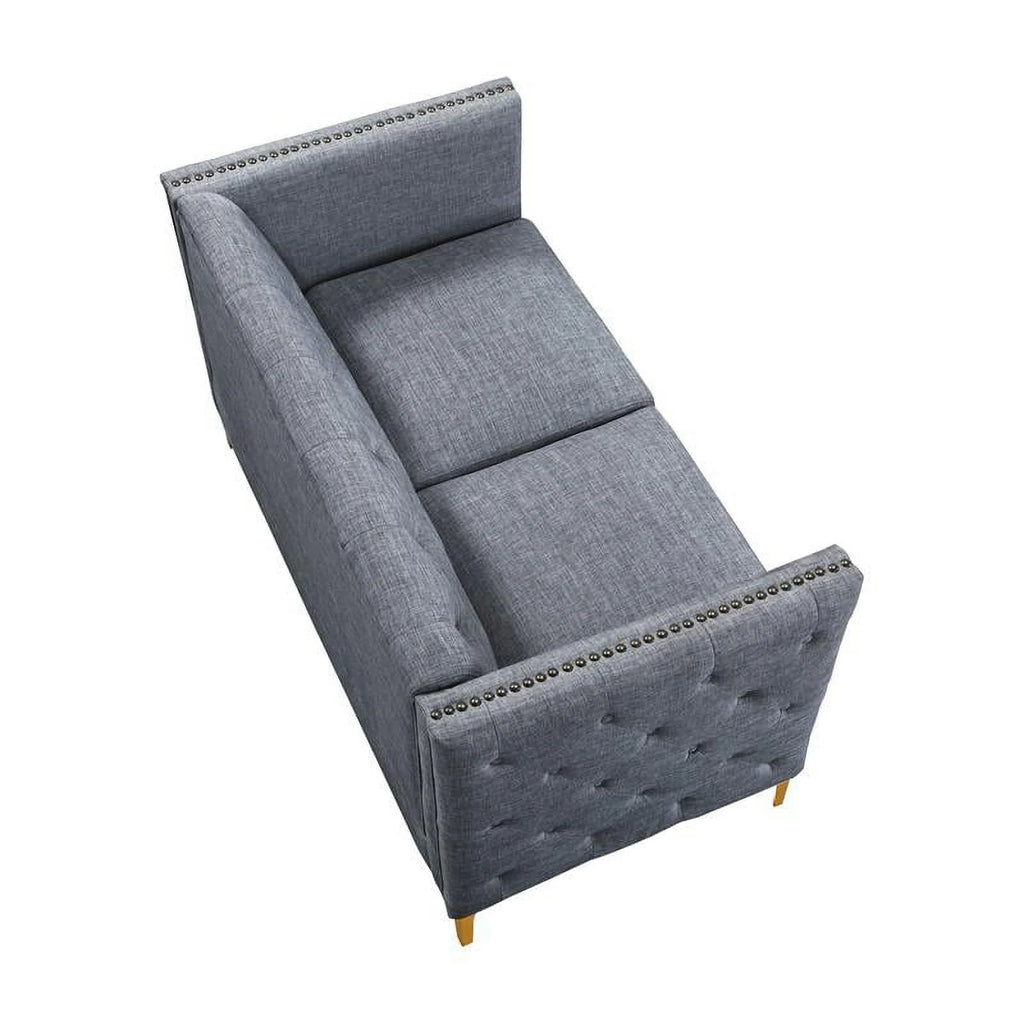 Light Gray Tufted Fabric Loveseat G95322