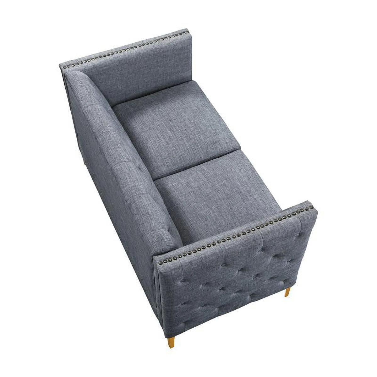 Light Gray Tufted Fabric Loveseat G95322