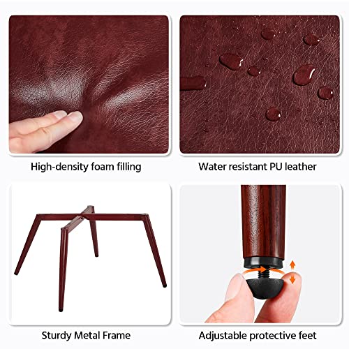 Camel Leather Accent Chairs with Metal Legs T987240