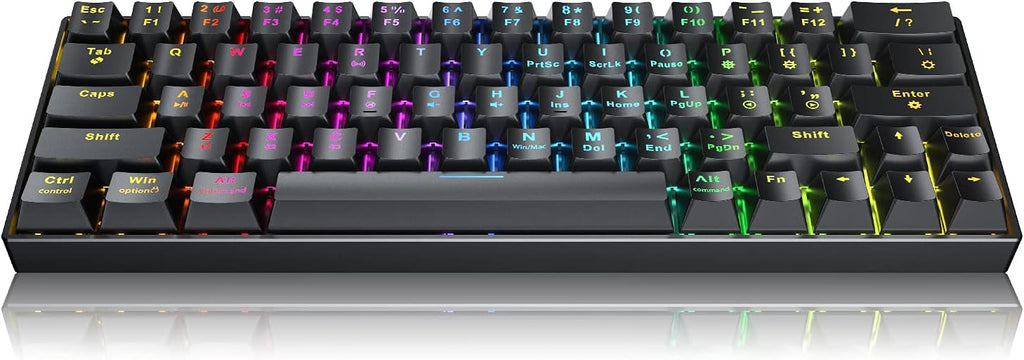 Wireless & Wired 63 Keys Gaming Keyboard with RGB Backlight, Red Switch, 2000mAh Battery, Pack of 2 O86214