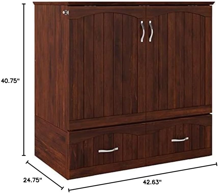 Twin XL Size Murphy Bed in Walnut Wood with Storage F124621