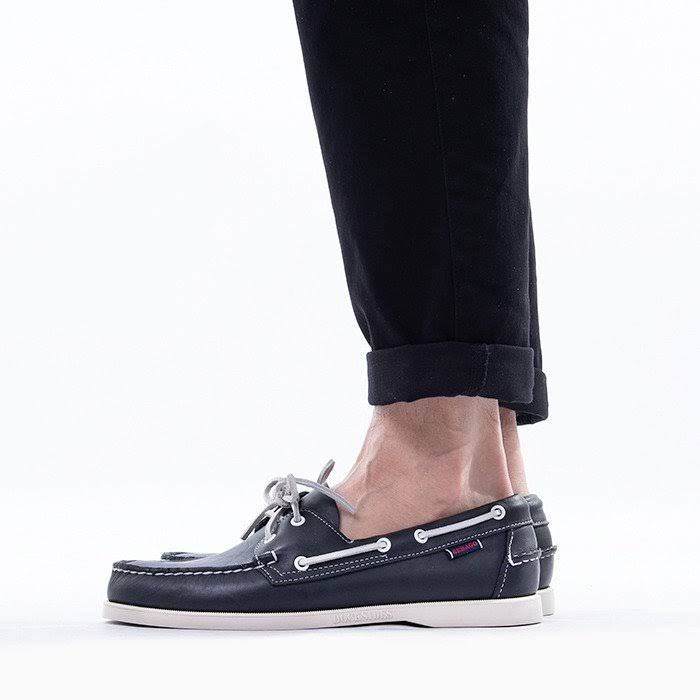 Blue Navy Leather Boat Shoes Q79729
