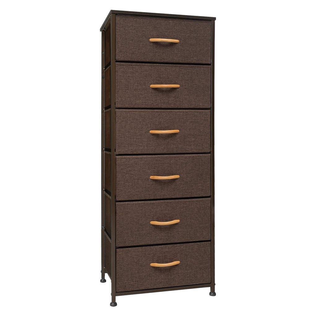 Brown 6-Drawer Wood Vertical Dresser N4008