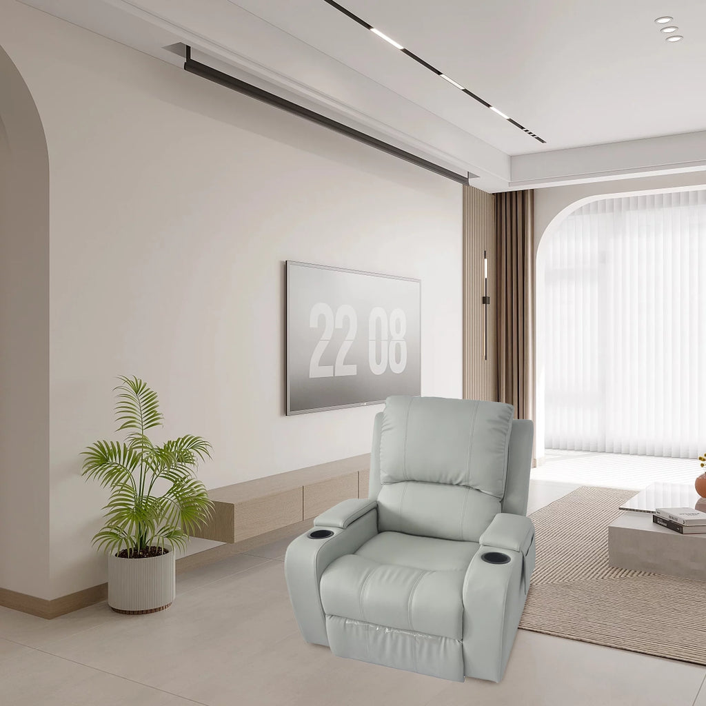Gray PU Leather Recliner Chair with Storage T312812