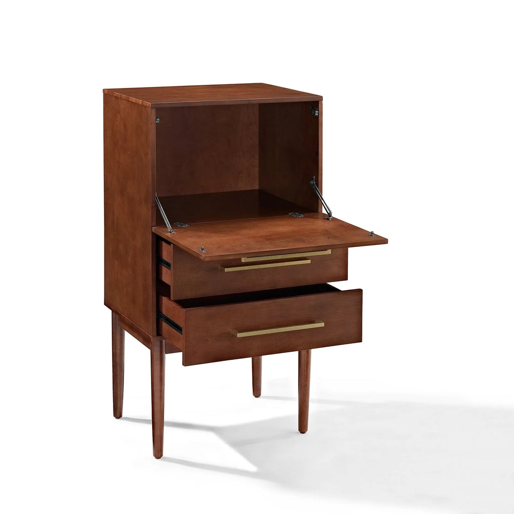 2 Drawer Wood Bar Cabinet in Mahogany P22022