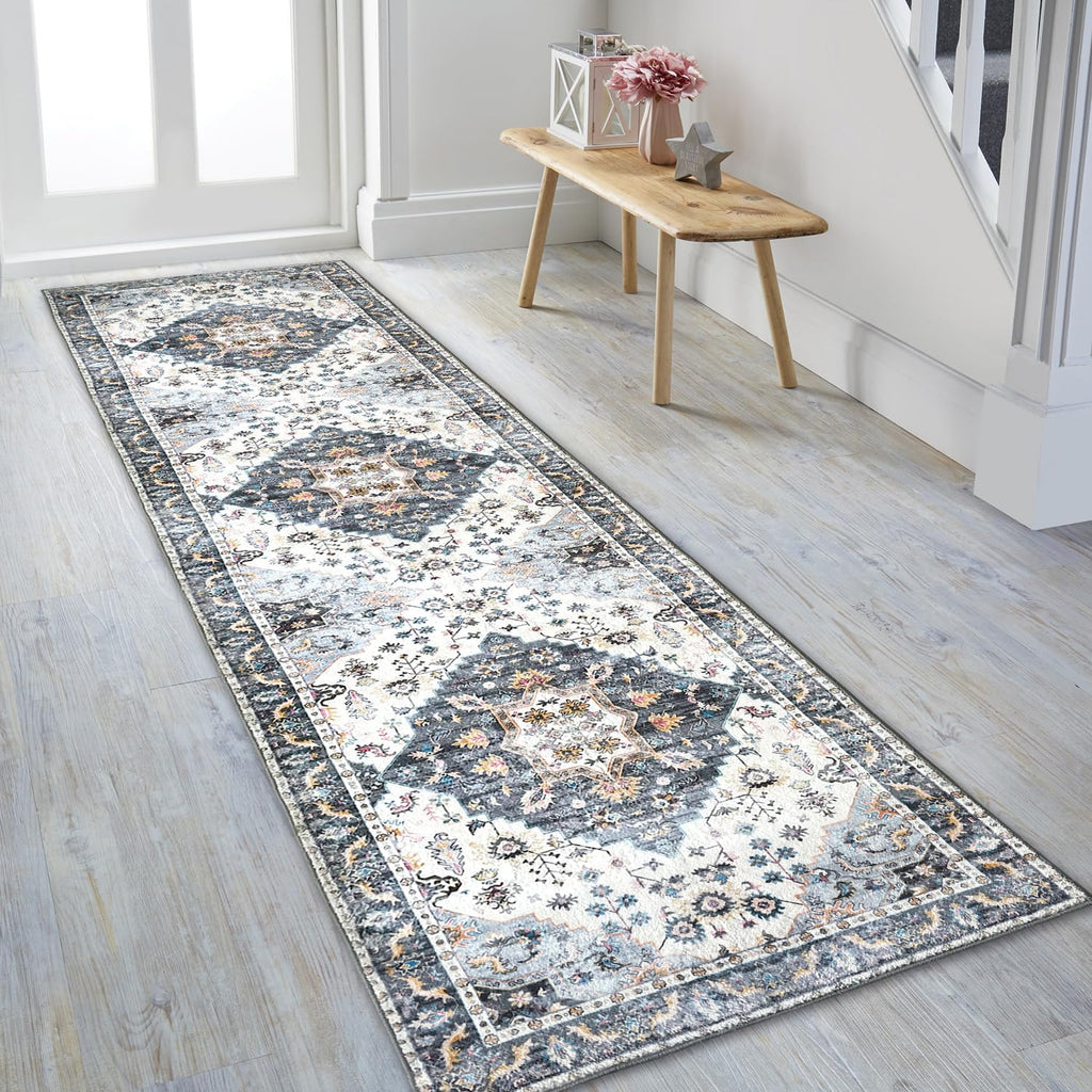 Washable Runner Rug with Rubber Backing Q8096