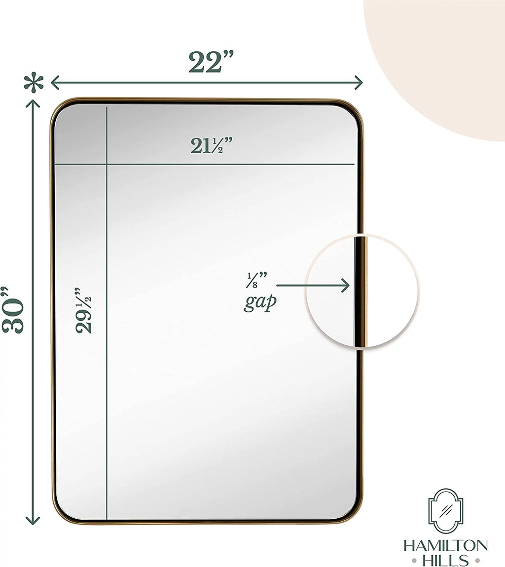 Gold Framed Rounded Corner Wall Mirror 22" x 30" S113