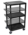 3 Shelves A/V Utility Cart with Electric - Black M2926