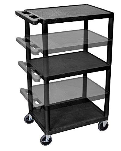 3 Shelves A/V Utility Cart with Electric - Black M2926
