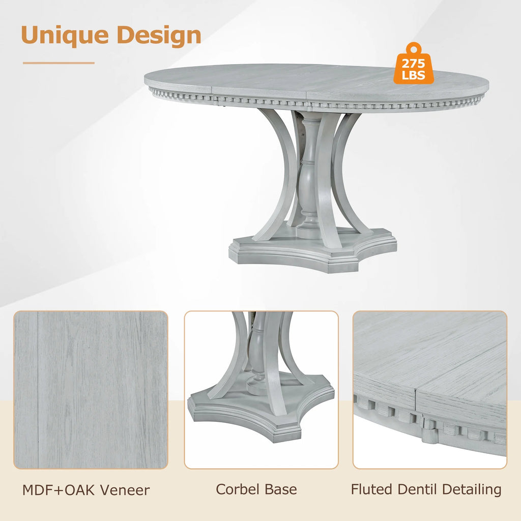 5 Piece Gray Wood Dining Table Set with 4 Upholstered Chairs E30339
