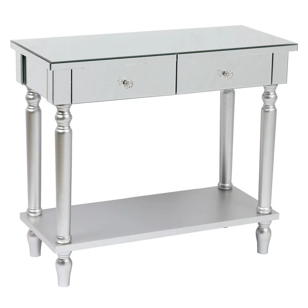 Mirrored Console Table with Drawers and Shelf C98187
