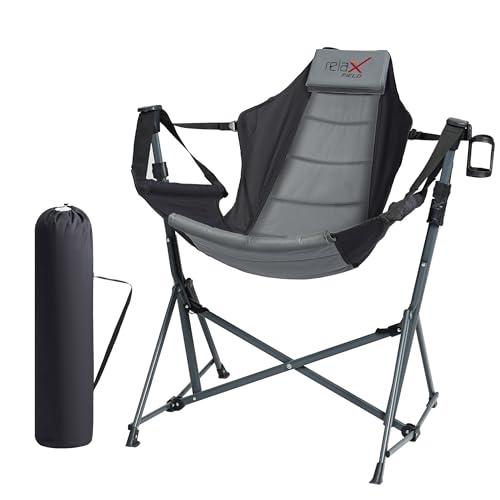 Black Folding Hammock Camping Chair with Cup Holder M66497