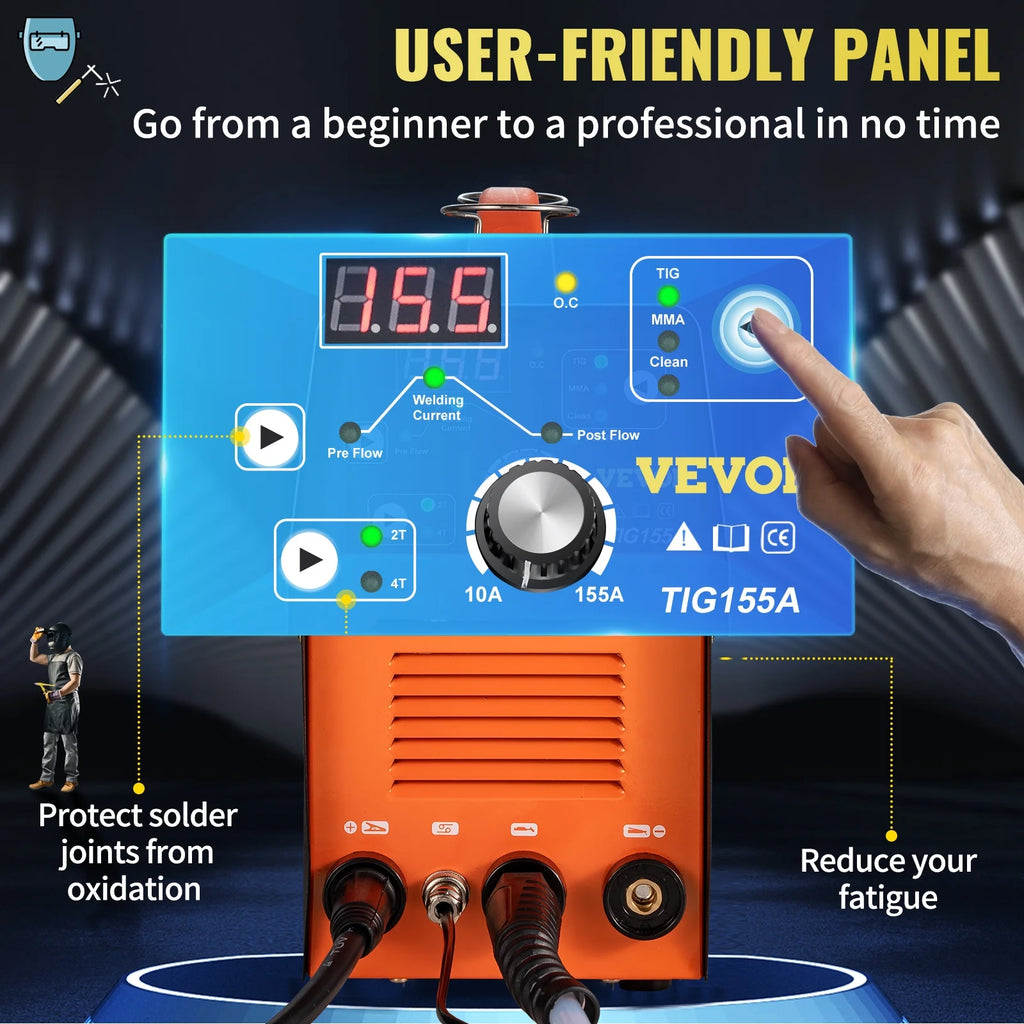 155Amp 3 in 1 TIG Welder, 110V High Frequency TIG/Stick/Clean Welding Machine O452944