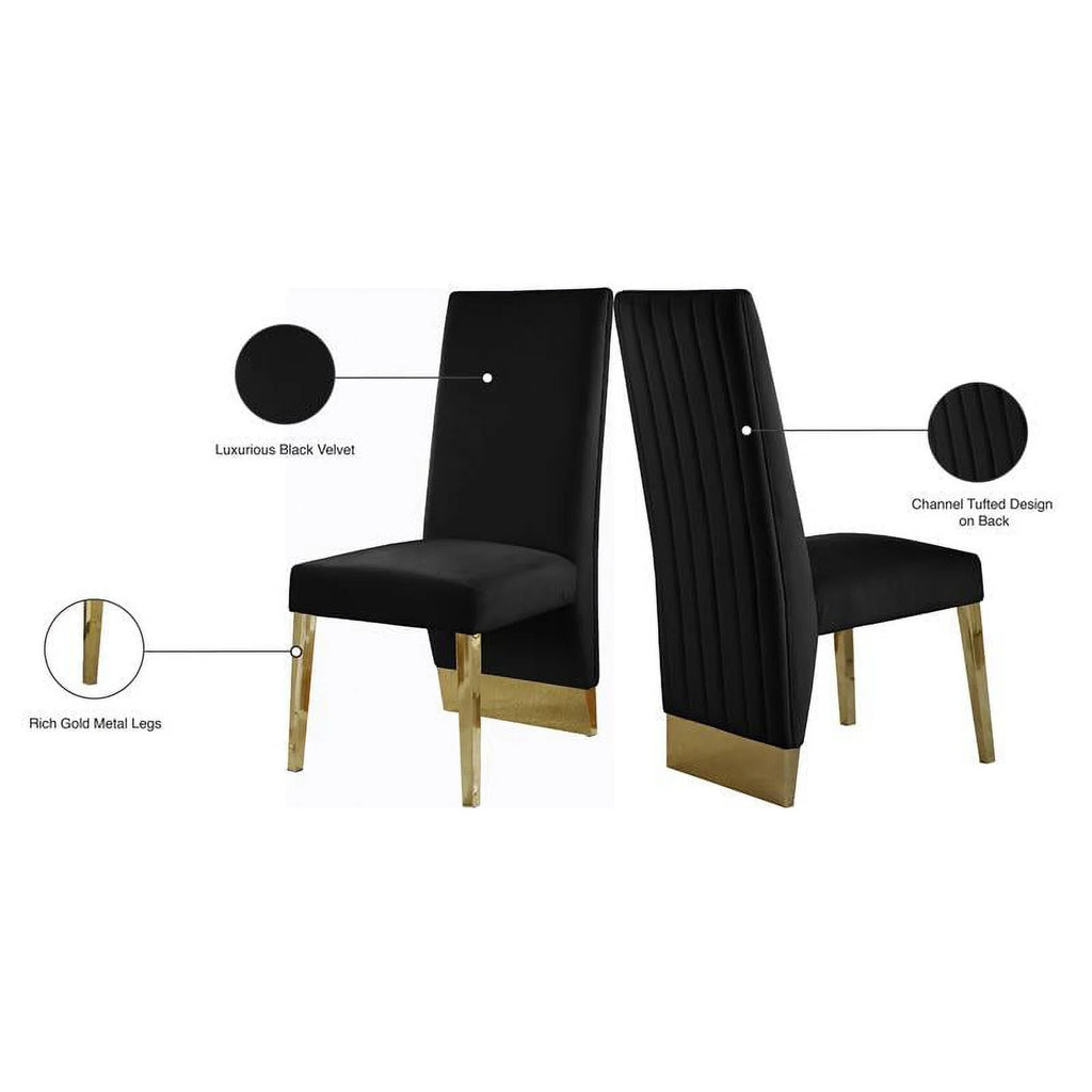 Velvet Dining Chair in Black (Set of 2) N854780