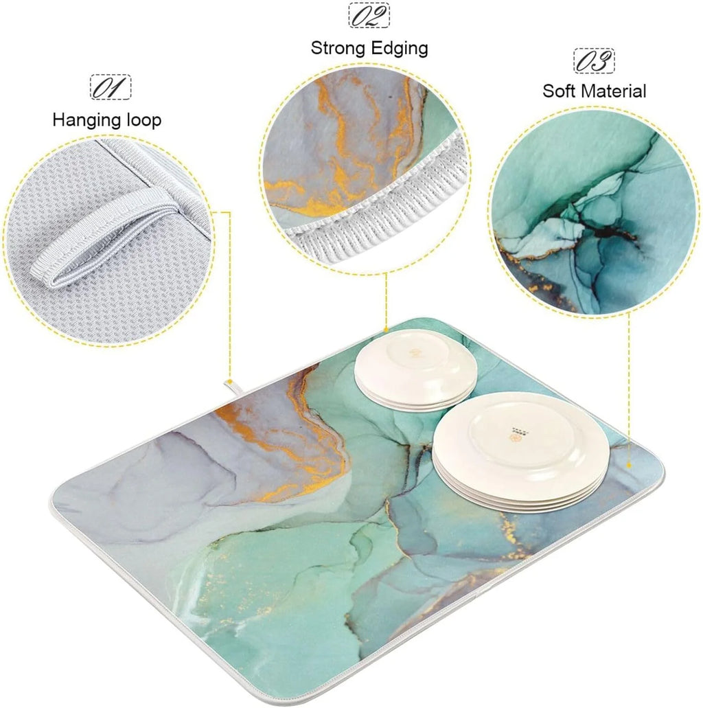Abstract Marble Dish Drying Mat, 18x24Inch J2508
